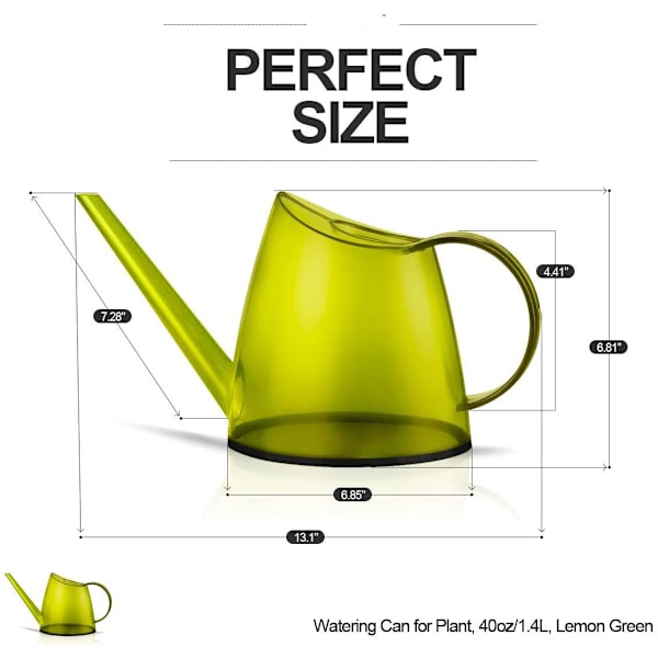 Vattenkanna för inomhusbonsai, trädgårdsväxter, lång pip, 1,4 l, 1/3 gallon, liten modern (limegrön)