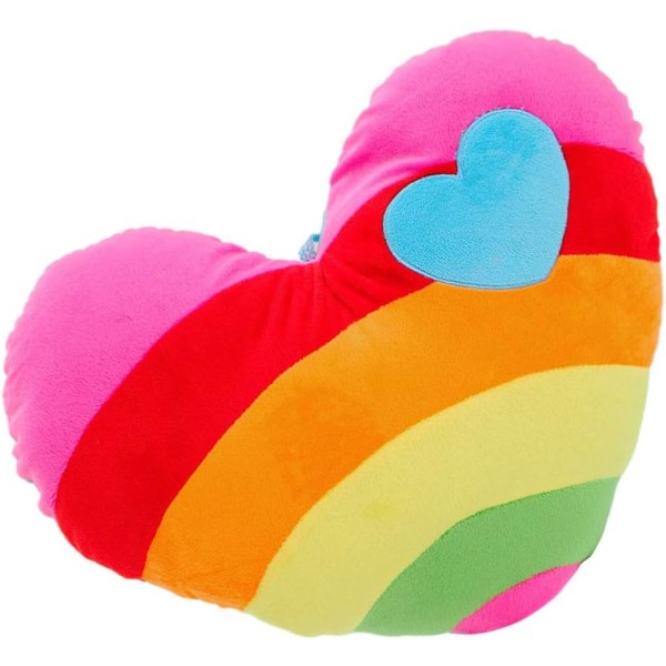 1 stykke hjerteformet pude, regnbuemønster hjerteformet