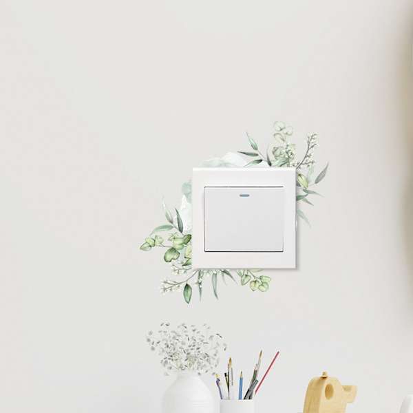 4 stycken gröna DIY-dekaler för väggbrytare i sovrummet