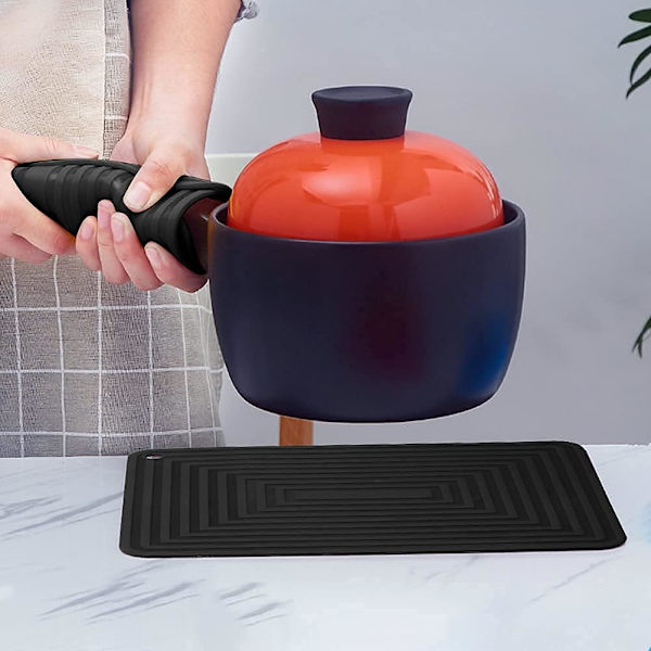 Silikoneunderlag, 2 stk. skridsikre, varmebestandige 250°C multifunktionelle ske-hvilere, køkkenunderlag, bordmåtte til køkken og spisestue