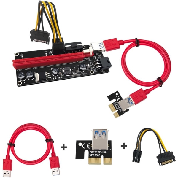 6-pack PCI-E Riser VER009S för Bitcoin Litecoin Mining Grafik US