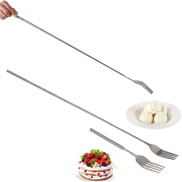 1 Stycke Silver Utökbar Gaffel, Rostfritt Stål Utökbar Gaffel