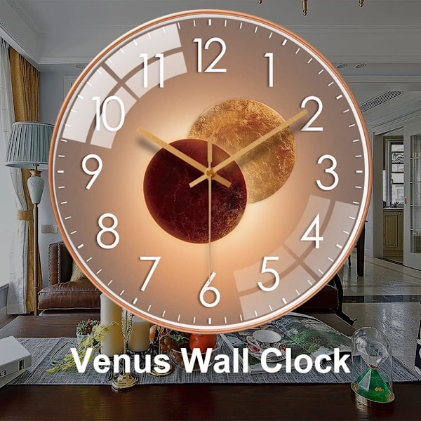 30 cm Tyst Väggklocka för Vardagsrum (Venus Svart), Modern Köksdesign Väggklocka, Quartz Hängande Väggklocka 30 cm