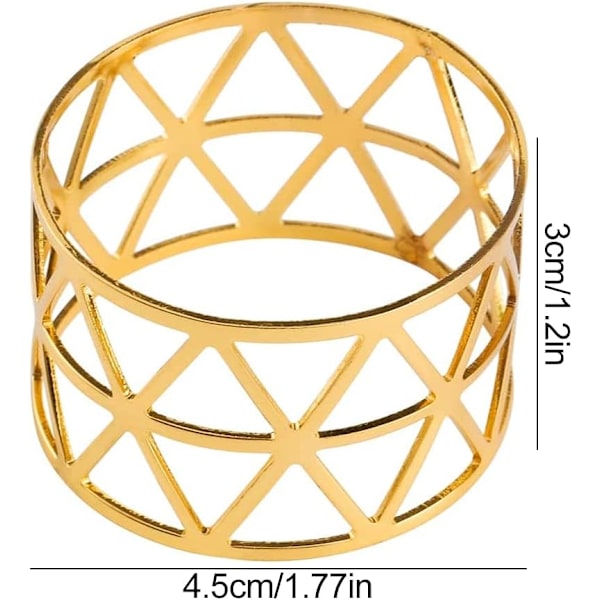16 stk. Guld Hule Design Metal Servietringe, Middagsserviet