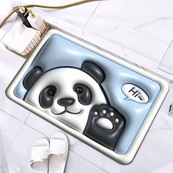 Panda Superabsorberende Gulvmåtte Skridsikker Absorberende Bademåtte Memory Foam Bademåtte Blød Hurtigtørrende Bademåtte 3D Blomst
