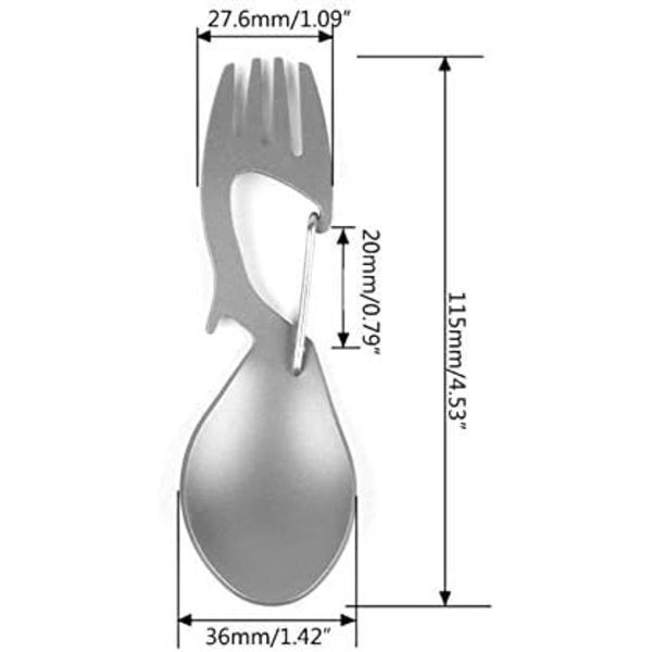 One multi tool stainless steel spore integrated spoon fork hook