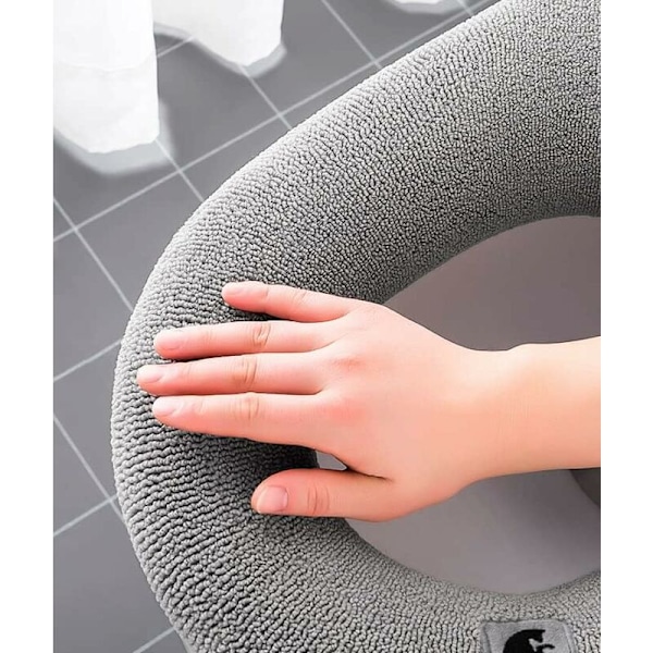 (Harmaa) Lämmin Monivärinen WC-istuimen Päällinen, Paksu ja Pehmeä WC-istuimen Suoja, Pestävä ja Sopii Kaikkiin WC-istuimiin