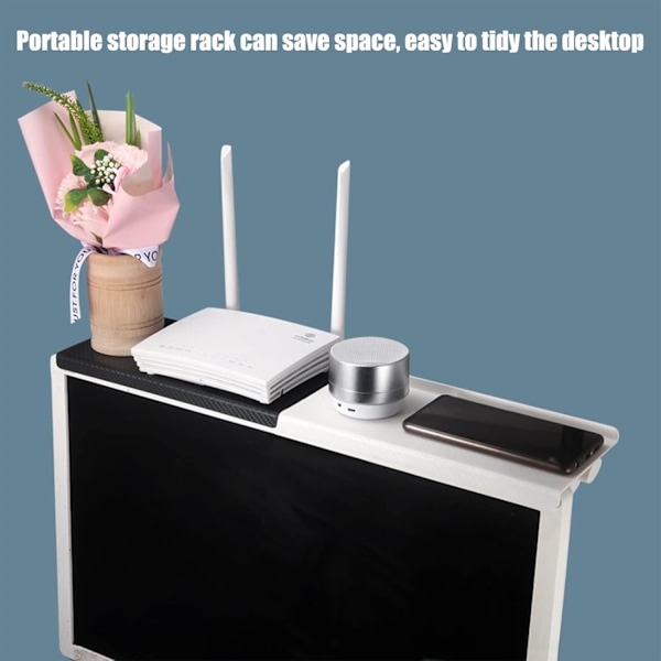 2 stk. TV Top Hylde Skærm Rack Foldbart Monitorstativ (Hvid) Skærmhylde Justerbar TV Computer Monitor Opbevaring R