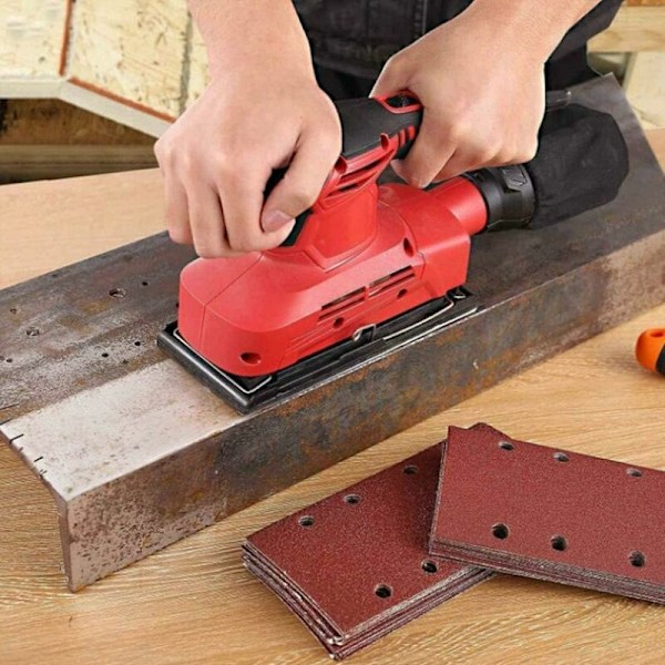 Pakke med 25 stykker sandpapir til rektangulær sliber 185 x 93 mm 8 huller Delta slibepapir til slibning 40 60 80 120 180