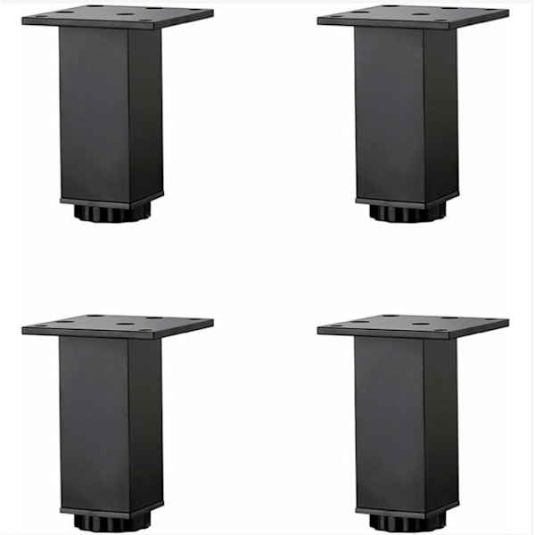 4 stk. (15 cm) Højdejusterbare møbelben i aluminiumslegering, sofabordsben, vask badeværelsesskabsben, 5-40 cm, mat sort, med skruer