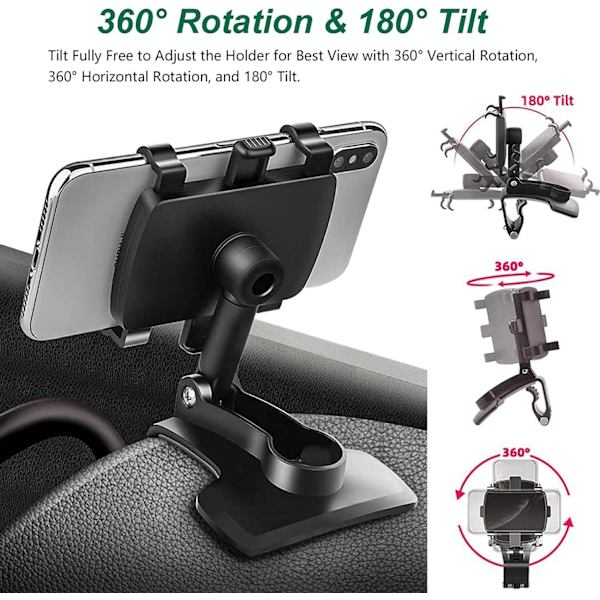 Auton puhelinteline, kääntyvä kojelaudan kiinnike, 360 astetta
