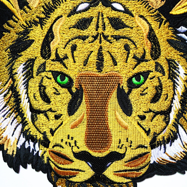 2 stk. Tigerhoved stofmærker, 25,5 cm Tiger strygemærker