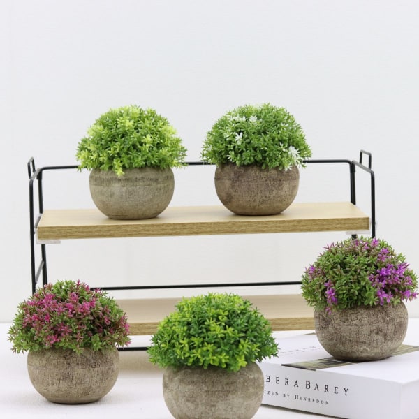 Mini Plastgräs Växt med Kruka, Topiary Boll, Liten