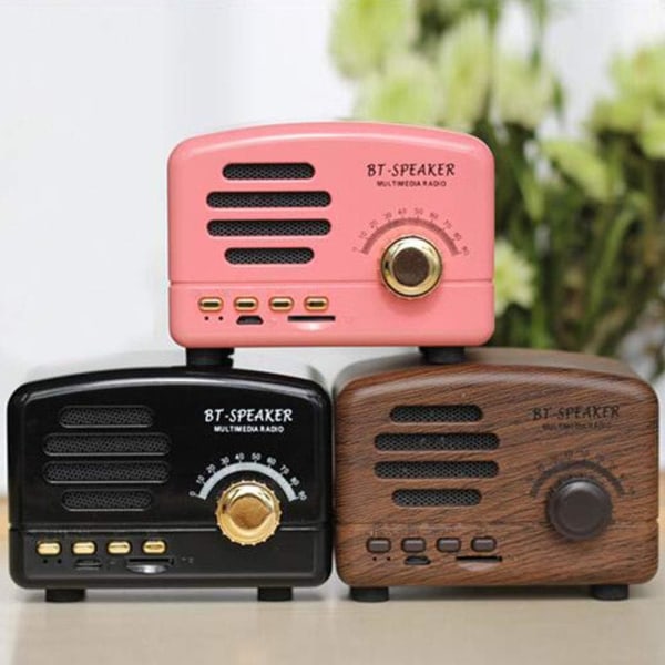 Mini Vintage Radio, Portabel Retro AM FM-stödkortmottagare,