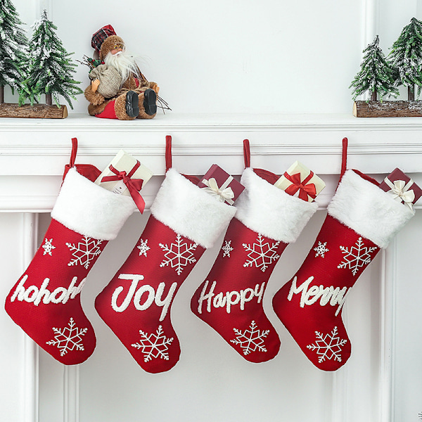 4-pack Personliga Snöflinga Välsignelse Monogram Julstrumpor för Julgran Öppen Spis Hängande Dekoration Fest