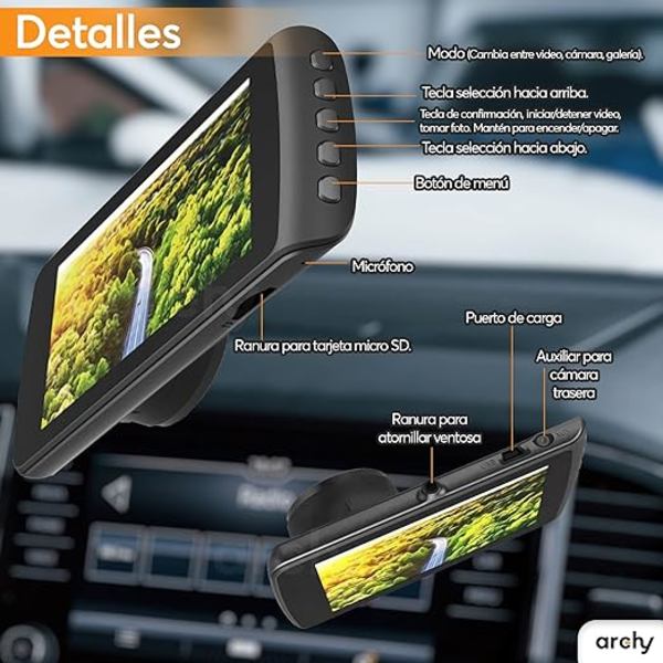 Dashcam 4\", dobbelt objektiv HD 1080P