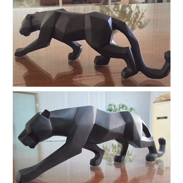 (S 26*5*8cm, Svart) Panter Skulptur Ornamenter Geometrisk Skulptur Resin Leopard Statue Dyreliv Panter Skulptur Moderne Geometrisk Statue Resin Dekor