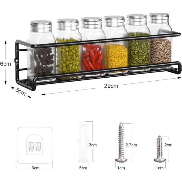 Køkkenkrydderihylde, metal krydderihylde uden boring, køkkenvæg M