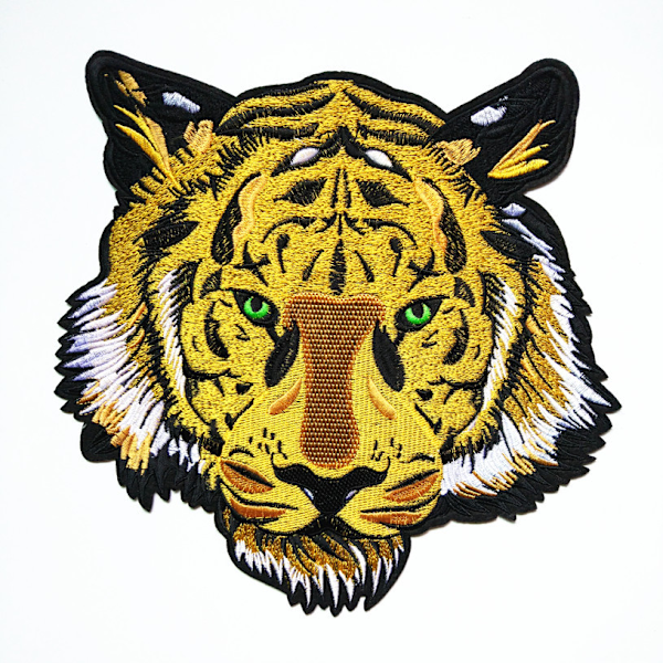 2 stk. Tigerhoved stofmærker, 25,5 cm Tiger strygemærker