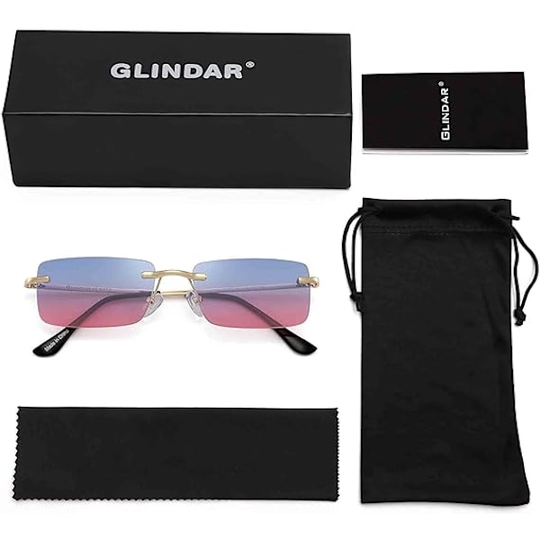 SlimRimlessRectangularSunglassesVintageSlenderClearGlassesSpring