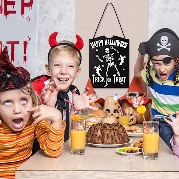 Puinen Halloween-ovikoriste - Musta, Halloween-koristeet, Halloween-juhlien etuoven seppele, Kummitustalon sisustus