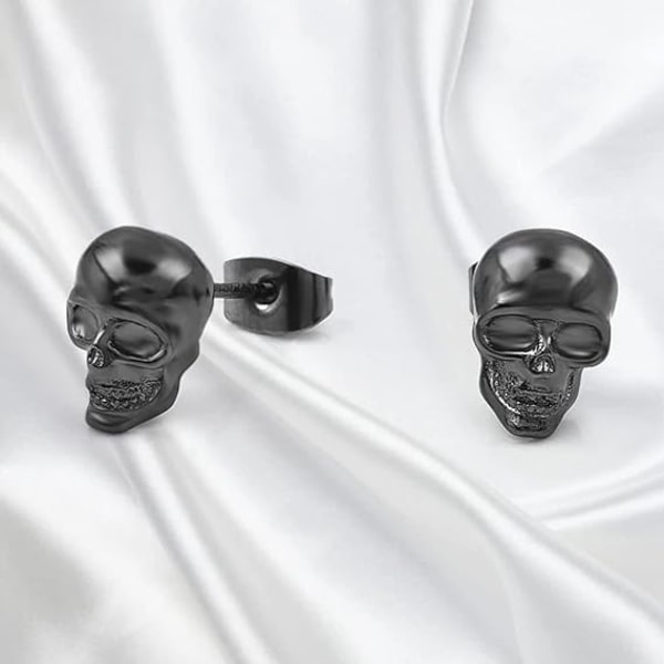 2 par pierced örhängen för män skalle studs metall höft