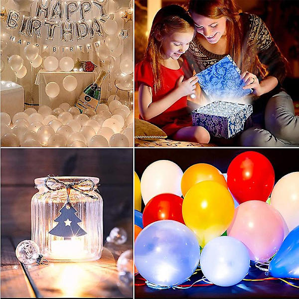 100 st Flerfärgade LED-ballonglampor, Regnbågsfärgade Runda Led Flash Ball Lamp Mini Ball Light för Papperslykta Ballong, Inomhus Utomhus Fest Evenemang Kul