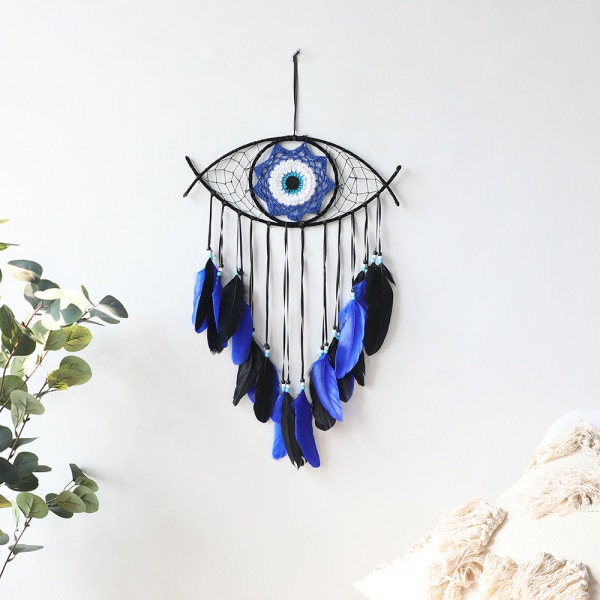 Evil Eye Dream Catcher Håndvevd Blue Lace Dream Catcher Evil