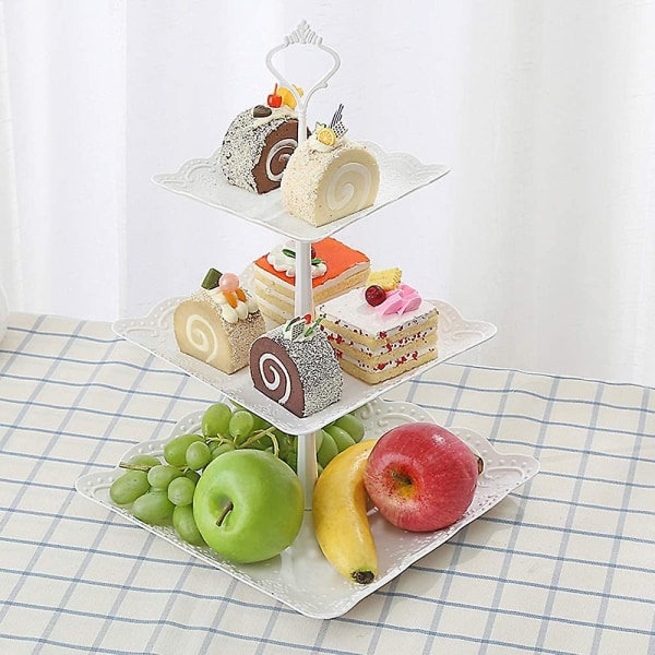 1 sæt kagefad display stativ, multi-lags kagefad, kagefad, cupcake stativ, muffin wienerbrød frugtstativ til fest, fødselsdag, bryllup, jul