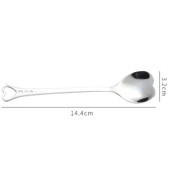 6 stk. rustfrit stål hjerteformede skeer søde scoop omrøringsske dessert ske til kage kaffe