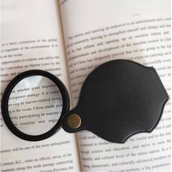 1 Styck Svart 10x Mini Fickförstoringsglas, Vikbart Fickformat