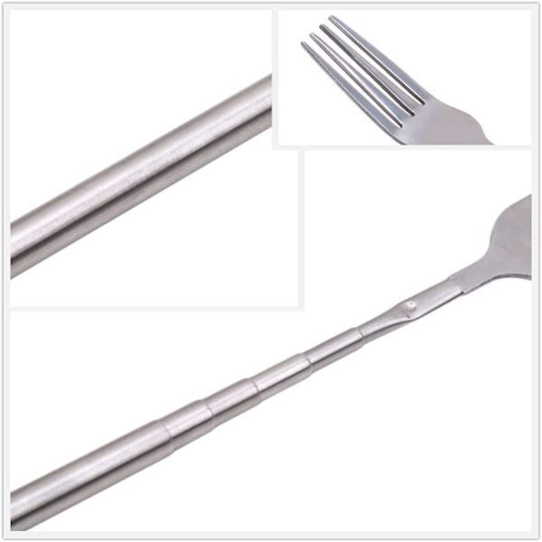 1 Stycke Silver Utökbar Gaffel, Rostfritt Stål Utökbar Gaffel