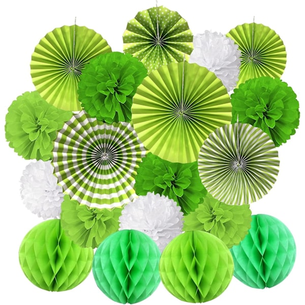 Papir Pompom Vifte Ball Honeycomb Romdekorasjon Bryllup Bursdag Påske Dåp Bursdag - Grønn
