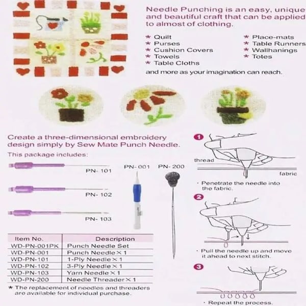 2 Set Broderi Punch Needle Kit Syverktygsset Magic