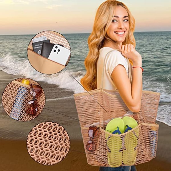 1 Stykk Stor Strandveske Mesh Skuldertote Kvinner