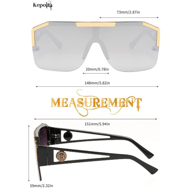 FlatTopSquareSunglassesForMenWomenOnePieceShadesSemi-RimlessFram