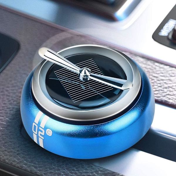 1 kpl sininen aurinkoenergialla toimiva pyörivä auton tuoksupallo, kannettava auto