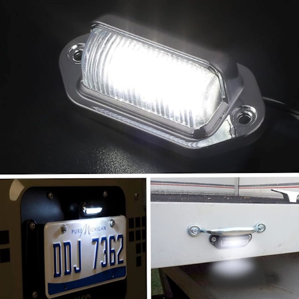 Pakke Xenon Hvide LED Nummerpladelygter, 12V-24V DC Vandtæt 6-SMD Nummerplade Baglygte, til Lastbil, SUV, Tr