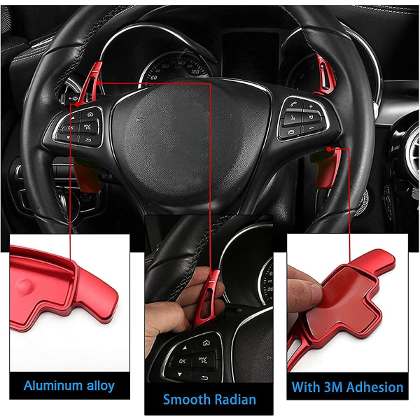 Förlängning av rattväxelpaddlar i aluminiumlegering för A B C Cla Cls E G Gla Glc Gle Gls Metris S Sl Slc (röd)