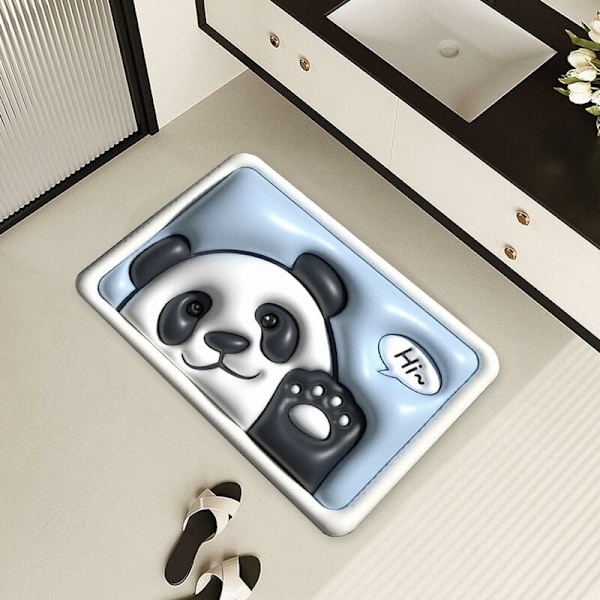 Panda Superabsorberende Gulvmåtte Skridsikker Absorberende Bademåtte Memory Foam Bademåtte Blød Hurtigtørrende Bademåtte 3D Blomst