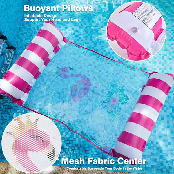 1 Styck Rosa Uppblåsbar Pool Float, Poolhängmatta Float, Lounge