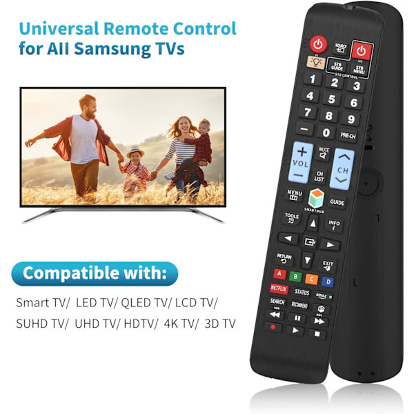 Universal fjernkontroll for alle Samsung LCD LED QLED SUHD UHD H