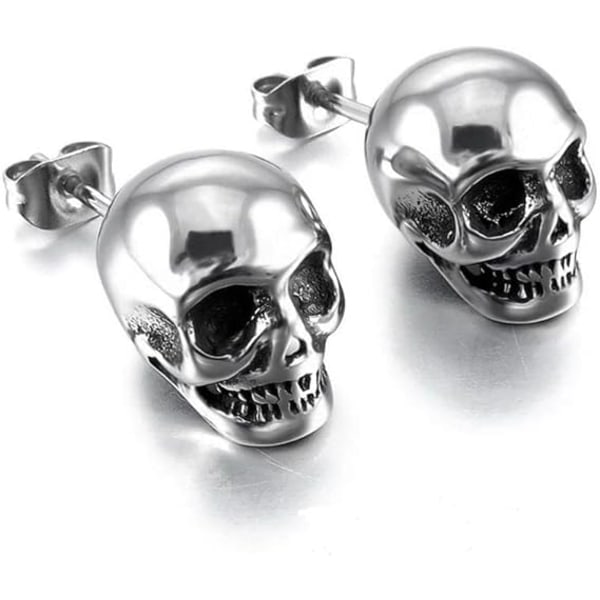 2 par pierced örhängen för män skalle studs metall höft