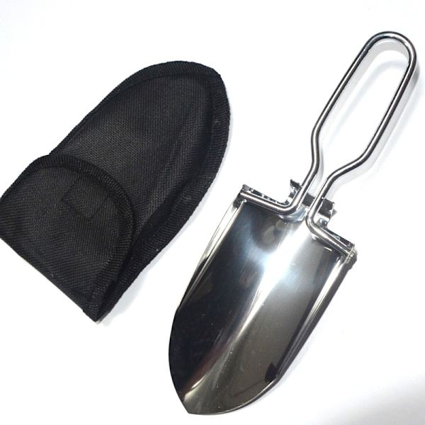 1 sølv mini foldbar spade i rustfrit stål have spade