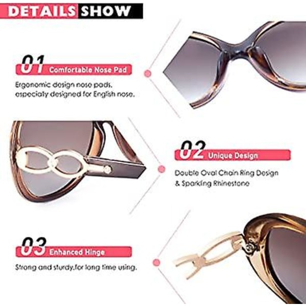 1 st Lunettes de Soleil Femme Polarisées Rétro Grand Cadre Designer surdimensionnées Protection UV400 MJ85