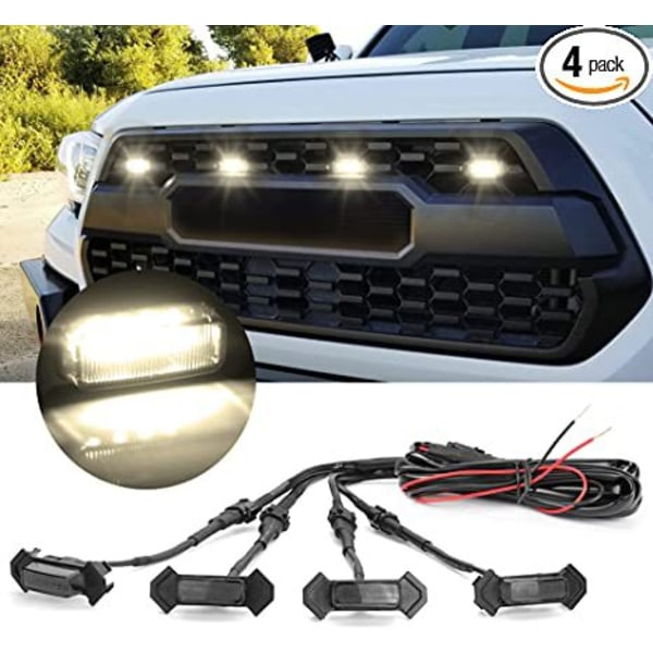 LED-säleikkövalot (4 kpl, musta kuori lämpimällä valkoisella valolla) johtosarjalla ja sulakkeella Toyota Tacoma TRD PRO 2016 20