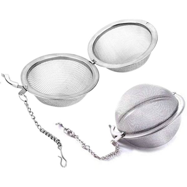 2 stk. kugleformet te-si med filter - te-si i form af en te-kugle - tesil af rustfrit stål til blade, urter og frugt