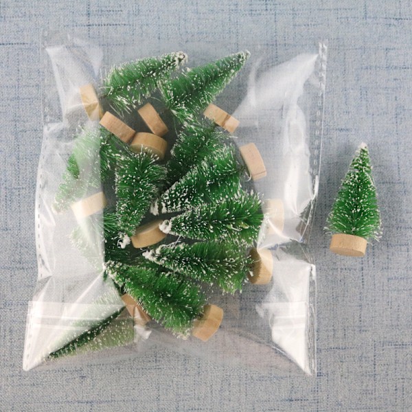 Förpackning med 12 Konstgjorda Julgranar Mini Julgran Miniatyr Inomhus Bordsdekoration (Grön, Höjd 4,5cm)