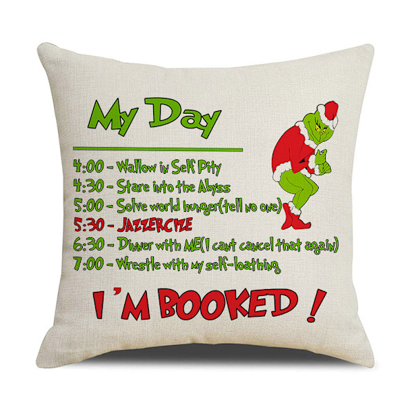 Jul Kuddfodral 45x45cm Set om 4 - Grinch Fyrkantigt Örngott Kuddfodral Skydd för Soffa Sovrum