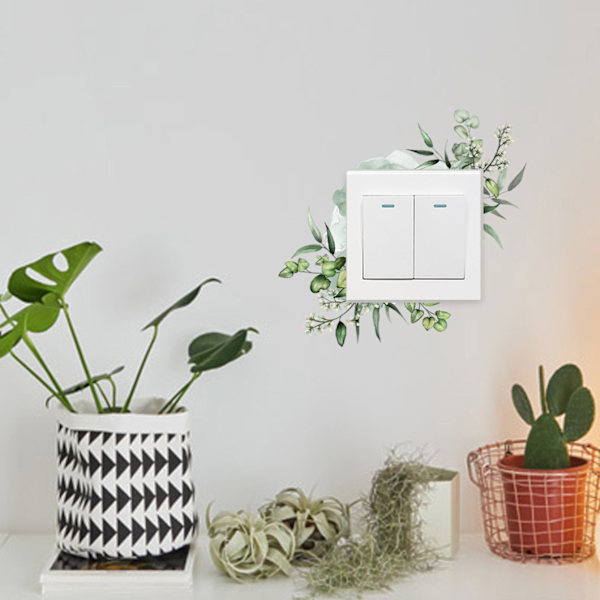 4 stycken gröna DIY-dekaler för väggbrytare i sovrummet